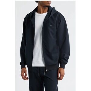 Santo Studio Mens Black Full Zip Hoodie Technical Lightweight Jacket Large